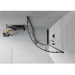 Mexen Rio Cabina de dus semirotunda 70 x 70 cm, transparent, negru - 863-070-070-70-00