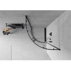 Mexen Rio Cabina de dus semirotunda 70 x 70 cm, transparent, negru - 863-070-070-70-00