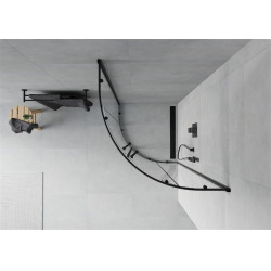 Mexen Rio Cabina de dus semirotunda 80 x 80 cm, transparent, negru - 863-080-080-70-00