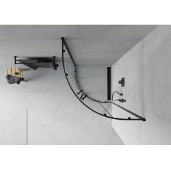 Mexen Rio Cabina de dus semirotunda 80 x 80 cm, transparent, negru - 863-080-080-70-00