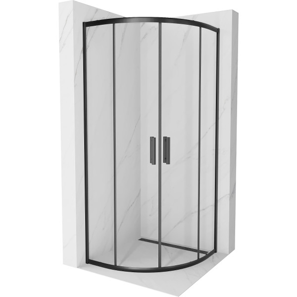 Mexen Rio Cabina de dus semirotunda 90 x 90 cm, transparent, negru - 863-090-090-70-00