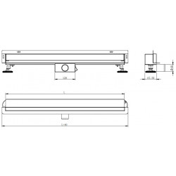 Mexen Flat Wall  Plat cu scurgere in perete 2w1 120 cm,  negru- 1730120