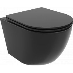 Mexen Lena wc Rimless  cu capac soft close  slim, duroplast,  negru mat - 30221085 Wc 467680 Mexen
