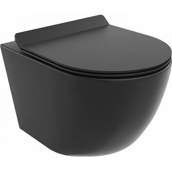 Mexen Lena wc Rimless  cu capac soft close  slim, duroplast,  negru mat - 30220185
