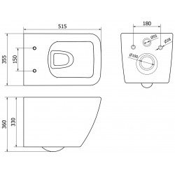 Mexen Vega wc Rimless  cu capac soft close  slim, duroplast,  alb - 30654000