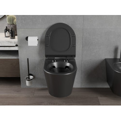 Mexen Rico wc Rimless  cu capac soft close  slim, duroplast,  negru mat - 30720185