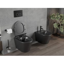 Mexen Rico wc Rimless  cu capac soft close  slim, duroplast,  negru mat - 30720185