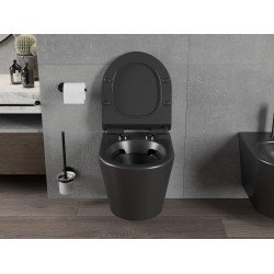 Mexen Rico wc Rimless  cu capac soft close  slim, duroplast,  negru mat - 30720185