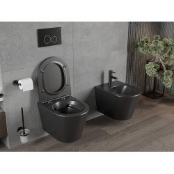 Mexen Rico wc Rimless  cu capac soft close  slim, duroplast,  negru mat - 30721085