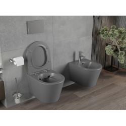 Mexen Rico wc Rimless  cu capac soft close  slim, duroplast,  gri inchis mat - 30724071