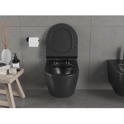 Mexen Carmen wc Rimless  cu capac soft close  slim, duroplast,  negru mat - 30880185