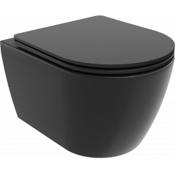 Mexen Carmen wc Rimless  cu capac soft close  slim, duroplast,  negru mat - 30881085 Wc 467680 Mexen