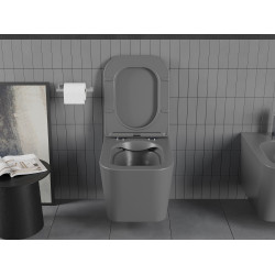 Mexen Teo wc Rimless  cu capac soft close  slim, duroplast,  gri inchis mat - 30854071