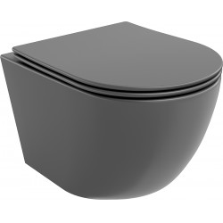 Mexen Lena wc Rimless  cu capac soft close  slim, duroplast,  gri inchis mat - 30224071 Wc 467680 Mexen