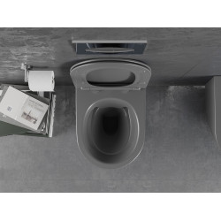 Mexen Lena wc Rimless  cu capac soft close  slim, duroplast,  gri inchis mat - 30224071