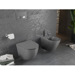 Mexen Lena wc Rimless  cu capac soft close  slim, duroplast,  gri inchis mat - 30224071