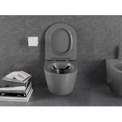 Mexen Lena wc Rimless  cu capac soft close  slim, duroplast,  gri inchis mat - 30224071