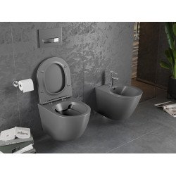 Mexen Lena wc Rimless  cu capac soft close  slim, duroplast,  gri inchis mat - 30224071