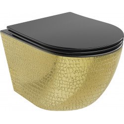 Mexen Lena wc Rimless  cu capac soft close  slim, duroplast,  negru mat/auriu model de scar? - 30224078 Wc 467680 Mexen