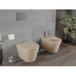 Mexen Rico wc Rimless  cu capac soft close  slim, duroplast, cappuccino mat - 30724064