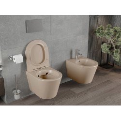 Mexen Rico wc Rimless  cu capac soft close  slim, duroplast, cappuccino mat - 30724064