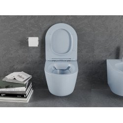 Mexen Lena wc Rimless  cu capac soft close  slim, duroplast,  gri albastru mat - 30224069