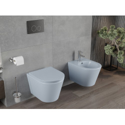 Mexen Rico wc Rimless  cu capac soft close  slim, duroplast,  gri albastru mat - 30724069