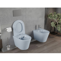 Mexen Rico wc Rimless  cu capac soft close  slim, duroplast,  gri albastru mat - 30724069