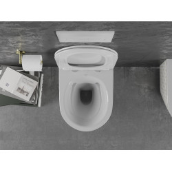 Mexen Lena wc Rimless  cu capac soft close  slim, duroplast,  alb/auriu model în carouri - 30224009