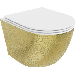 Mexen Lena wc Rimless  cu capac soft close  slim, duroplast,  alb/auriu model de scar? - 30224008 Wc 467680 Mexen