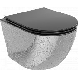 Mexen Lena wc Rimless  cu capac soft close  slim, duroplast,  negru mat /argintiu model de scar? - 30224072 Wc 467680 Mexen