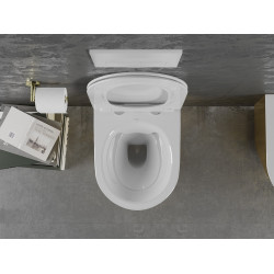 Mexen Lena wc Rimless  cu capac soft close  slim, duroplast,  alb/auriu - 30224006