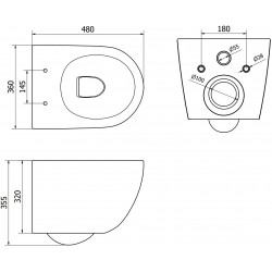 Mexen Lena wc Rimless  cu capac soft close  slim, duroplast,  negru mat /argintiu - 30224074