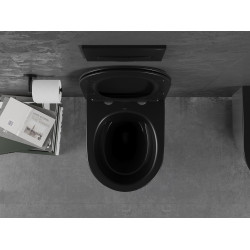 Mexen Lena wc Rimless  cu capac soft close  slim, duroplast,  negru mat /argintiu - 30224074
