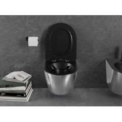 Mexen Lena wc Rimless  cu capac soft close  slim, duroplast,  negru mat /argintiu - 30224074