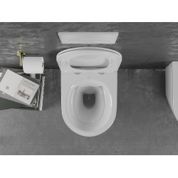 Mexen Lena wc Rimless  cu capac soft close  slim, duroplast,  alb/auriu linia - 30224005