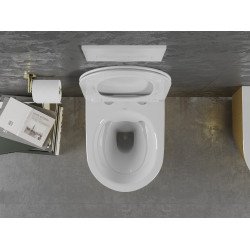 Mexen Lena wc Rimless  cu capac soft close  slim, duroplast,  alb/auriu model linii - 30224007