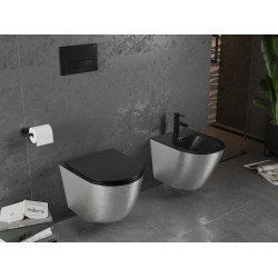 Mexen Lena wc Rimless  cu capac soft close  slim, duroplast,  negru mat /argintiu model linii - 30224073
