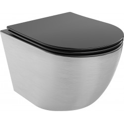 Mexen Lena wc Rimless  cu capac soft close  slim, duroplast,  negru mat /argintiu model linii - 30224073 Wc 467680 Mexen