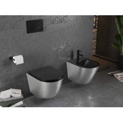 Mexen Lena wc Rimless  cu capac soft close  slim, duroplast,  negru mat /argintiu model linii - 30224073