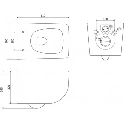 Mexen Vera wc Rimless  cu capac soft close  slim, duroplast,  negru mat - 30164070