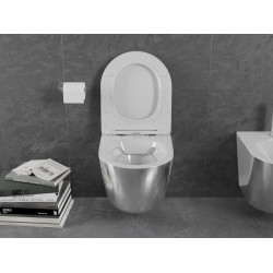 Mexen Lena wc Rimless  cu capac soft close  slim, duroplast,  alb /argintiu - 30224004