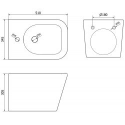 Mexen Teo bideu suspendat ,  negru mat - 35855185