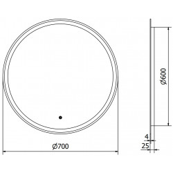 Mexen Gobi  Oglinda de baie iluminata, rotunda 70 cm, LED 6000K, cu dezaburire-9801-070-070-611-00