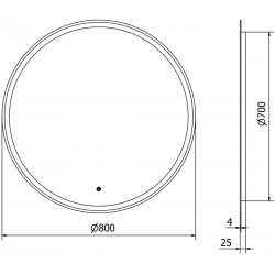Mexen Gobi  Oglinda de baie iluminata, rotunda 80 cm, LED 6000K, cu dezaburire-9801-080-080-611-00