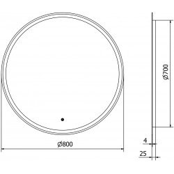 Mexen Gobi  Oglinda de baie iluminata, rotunda 80 cm, LED 6000K, cu dezaburire-9801-080-080-611-00