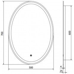 Mexen Elz  Oglinda de baie iluminata 50 x 70 cm, LED 6000K, cu dezaburire-9802-050-070-611-00