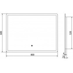 Mexen Navia  Oglinda de baie iluminata 80 x 60 cm, LED 6000K, cu dezaburire-9803-080-060-611-00