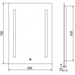 Mexen Remi  Oglinda de baie iluminata 50 x 70 cm, LED 6000K, cu dezaburire-9804-050-070-611-00
