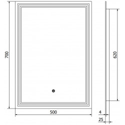 Mexen Taco  Oglinda de baie iluminata 50 x 70 cm, LED 6000K, cu dezaburire-9805-050-070-611-00